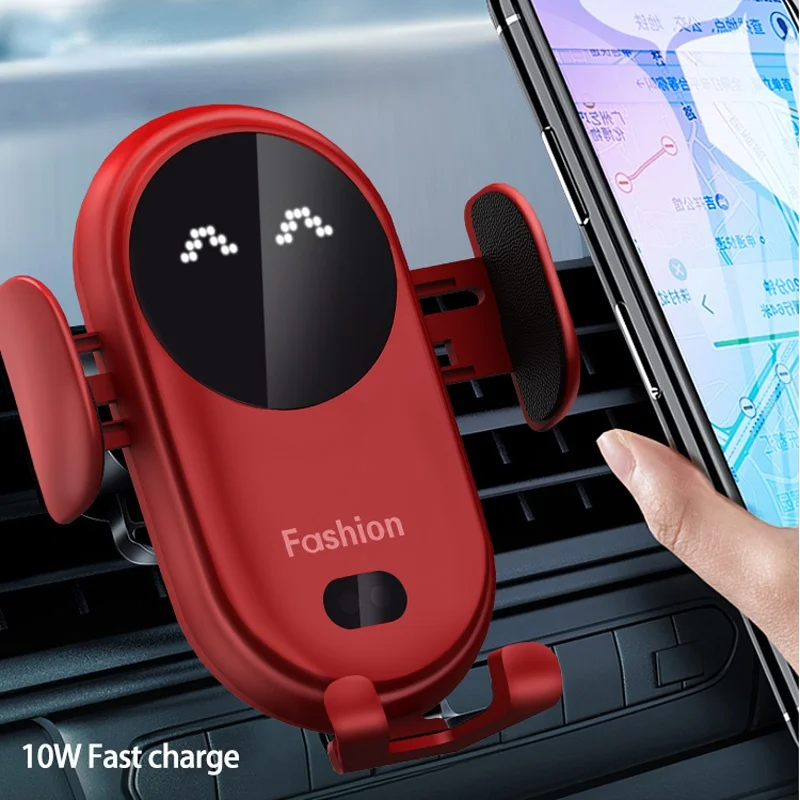

New Smiling Car Phone Holder Wireless Qi Induction Charger for iPhone 12 11 Samsung S21 S8 note 10 Quick Charge 10W Holder Stand