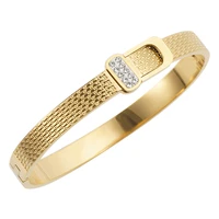 trendy cubic zirconia bangle bracelet for man woman stainless steel crystal wristband luxury brand female wedding party jewelry
