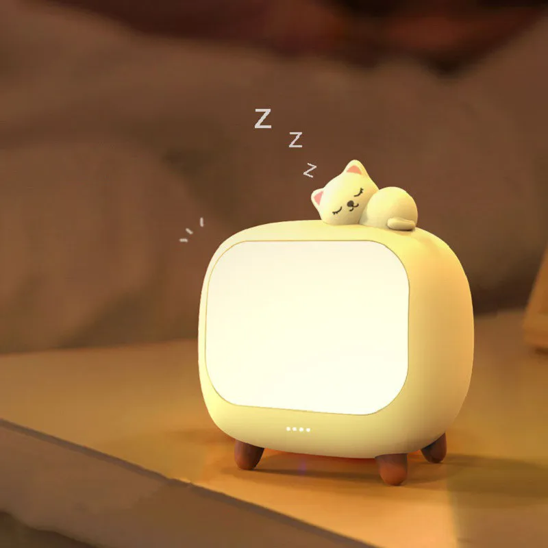 Rechargeable Remote Control Sleeping Cat Night Light Bedroom Bedside Baby Breastfeeding Timer Turn Off The Light Cute Table Lamp