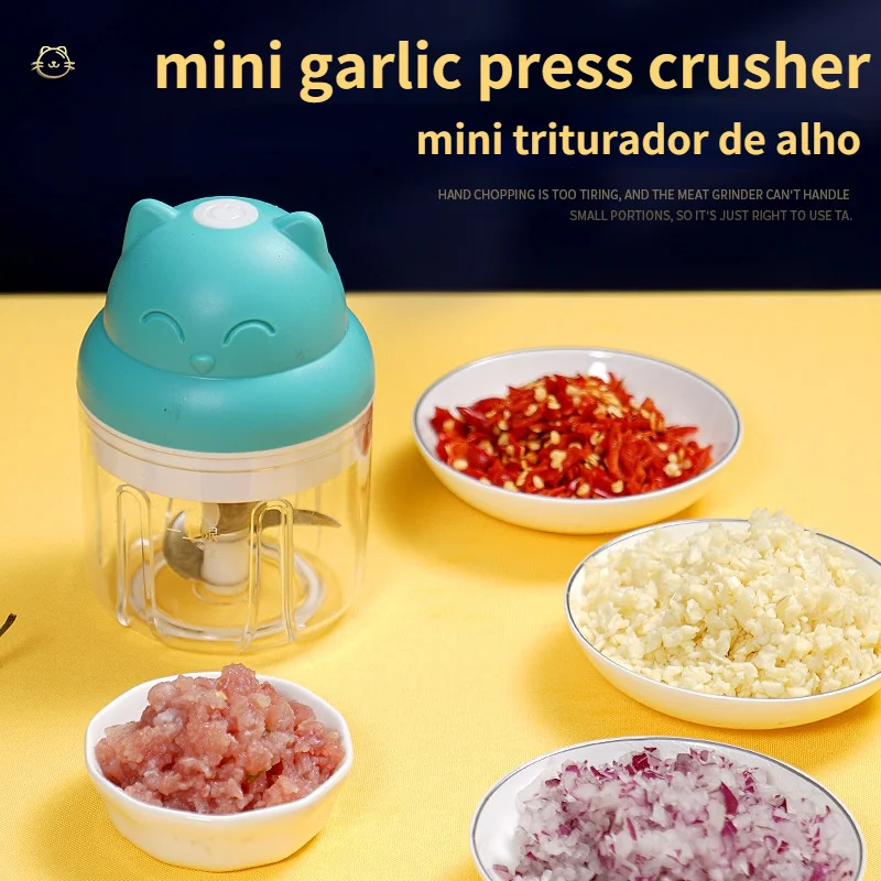 

Mini Electric Garlic Press Crusher Masher Meat Grinder Food Mixer USB Charging Wireless Kitchen Appliance Stirrer Garlic Chopper