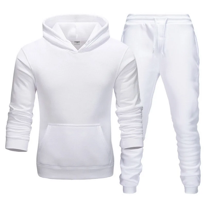 

2021 new Fashion Tracksuit Men's Running Shoes Sportswear Two Pieces Thick Wool Cotton Hoodie + Pants Male Sports Suit