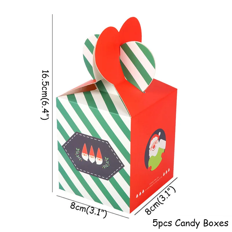 5pcs Paper Boxes Рождественская коробка для конфет Рождественская вечеринка мешок для печенья Подарочная коробка Рождественские украшения для дома упаковочные коробки Navida Natal украшение - Цвет: 5pcs Paper Boxes