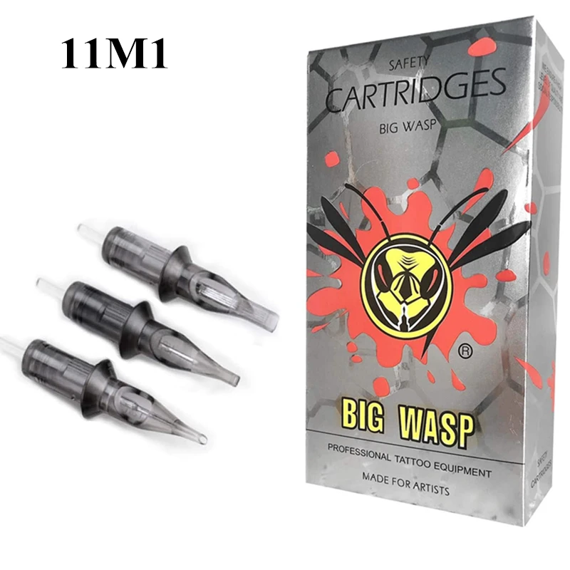 

BIGWASP Evolved Gray Disposable Sterilized Safety 11M1 Tattoo Cartridges Needle (11 Single Stack Magnum) 20pcs/box