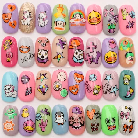 5 sheet 3D Nail Sticker Mixed Colorful Designs Stickers Decals Makeup Water Tattoos Cartoon Manicure Tool DLS163-174 | Красота и