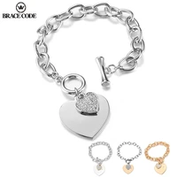 fashion heart exquisite charm polishing brand bracelets for women gold silver color brand bracelet bangle jewelry