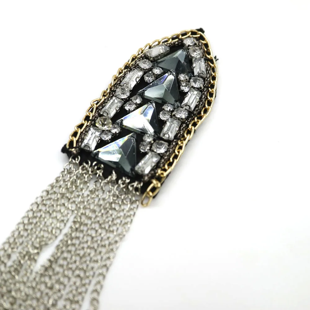 2 шт./компл. кисточкой из бисера вышивка золотой нитью для одежды в стиле панк