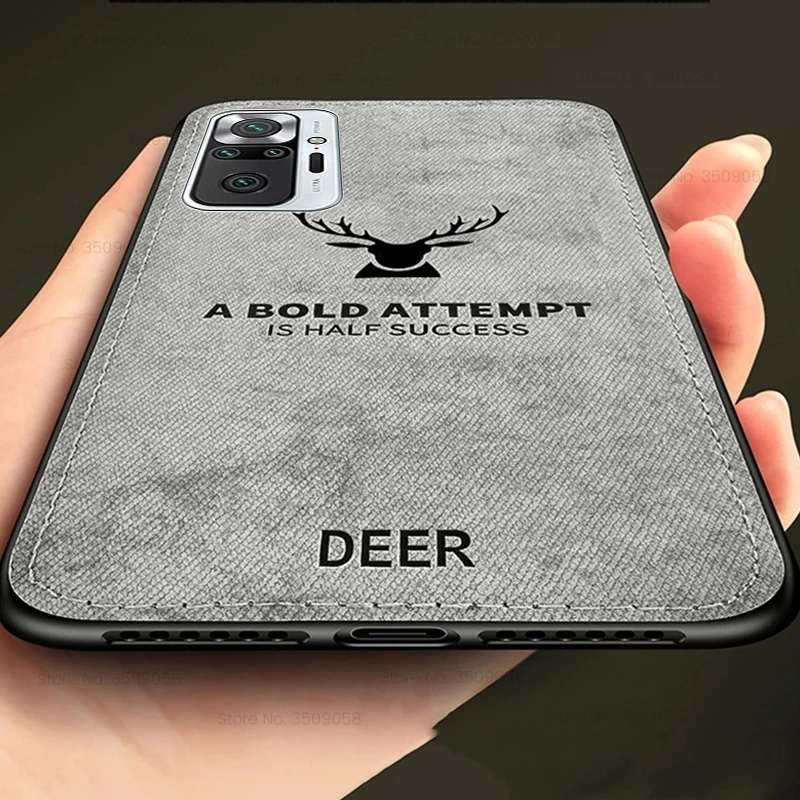 for xiaomi redmi note10 pro case deer pattern fabric cloth cover redmy note 10 pro 10s 10t soft silicone bumper shockpoof coque