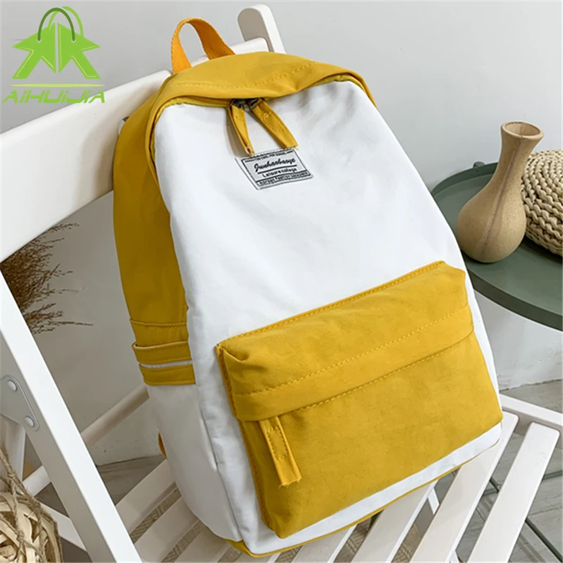 

Простые дорожные рюкзаки унисекс с контрастными цветами, 2021, нейлоновая Водонепроницаемая школьная сумка для студентов колледжа, новые мод...