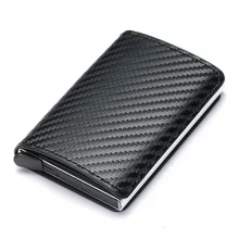 2021 Credit Card Holder Wallet Men Women RFID Aluminium Box Vintage Crazy Horse PU Leather Bank Cardholder Case