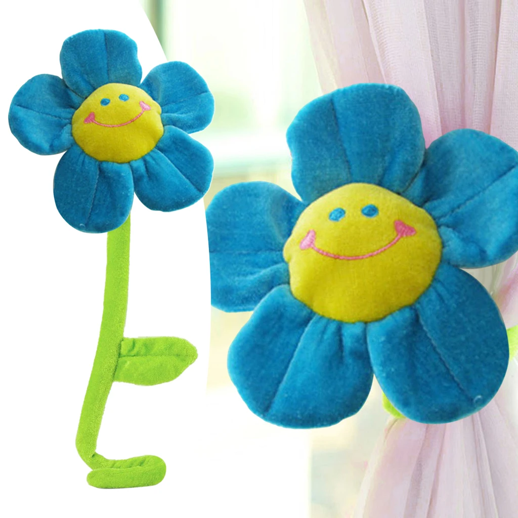 

Sunflower Smiling Daisy Plush Long Stem Party Decor Curtain Buckle Durable with Happy Face Kids Toy for Boys Girls