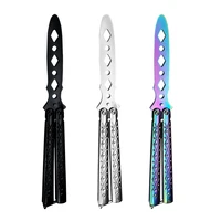 foltable practice butterfly knife comb stainless steel training knives beard moustache brushe salon hairdressing styling tool