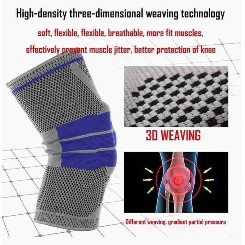 

1Pc Runing Hiking Nylon Silicon Padded Knee Pads Support Brace Patella Protector Kneepad For Fat Person M, L, XL