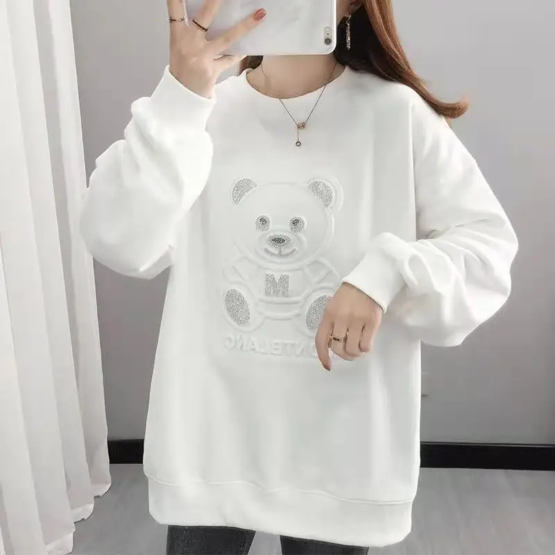 Кавайная одежда свитшоты женская на осень 2021 дизайнерские толстовки со стразами