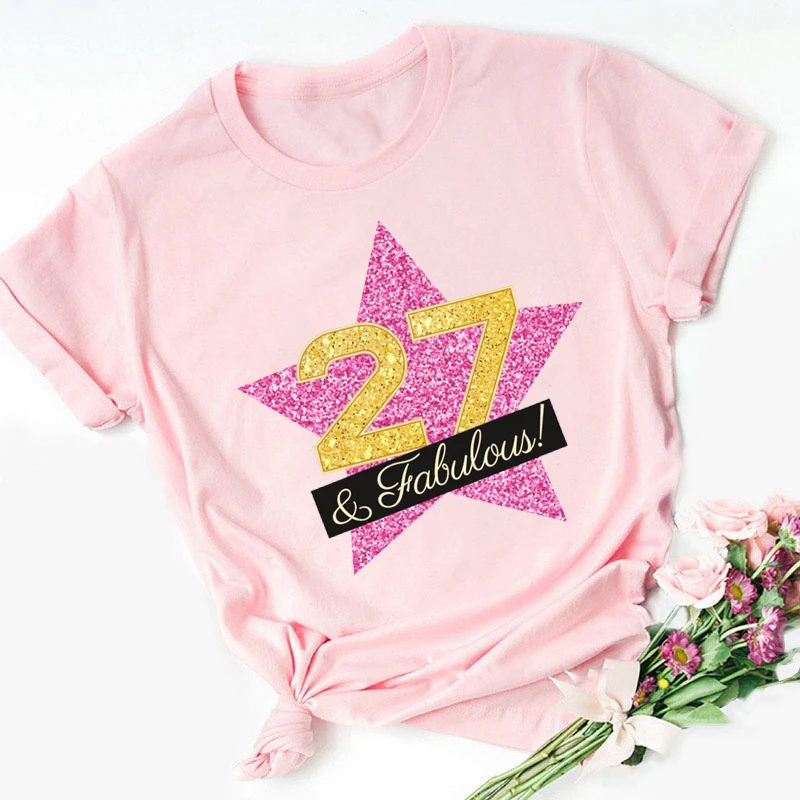 

New summer style t shirt femme 21to37 years old birthday clothing for friends birthday gift party clothing highquality pink tops