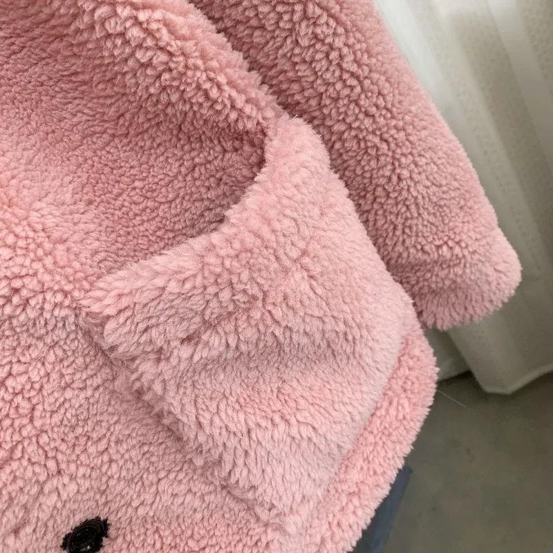 

2020 Autumn Winter Faux Fur Coat Woman Fashion Lapel Long Sleeve Loose Woman Plus Size Fur Coat Vintage Knitted Fleece Jacket