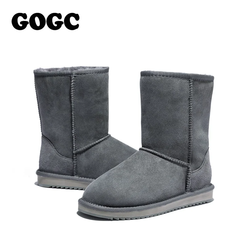 GOGC winter shoes 2020 Genuine Leather Winter snow mid-calf Boots Women Wool Shoes Women's Ladies G9717 | Обувь