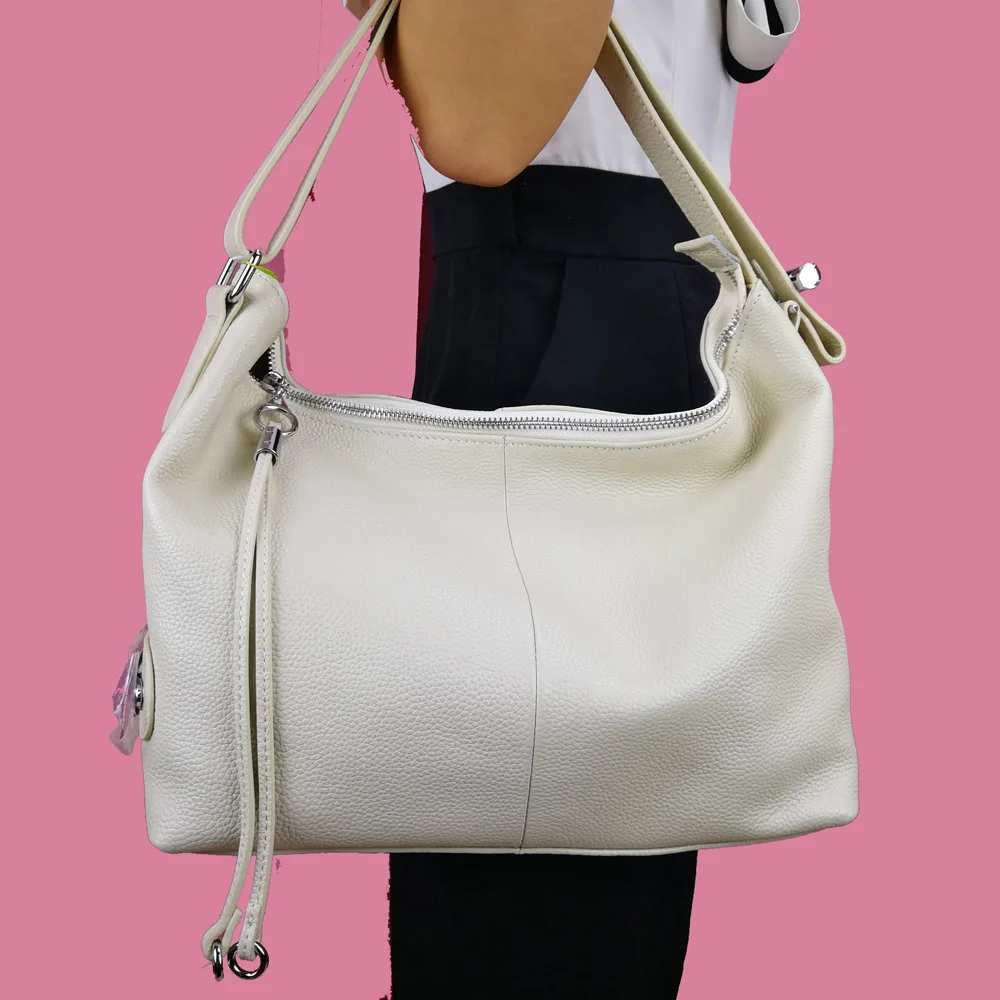 Beige ZENCY натуральная коровья кожа женская сумка OL Стиль Выдвижная сумка с верхней ручкой Женская классическая сумка на плечо белые сумки - Цвет: Beige