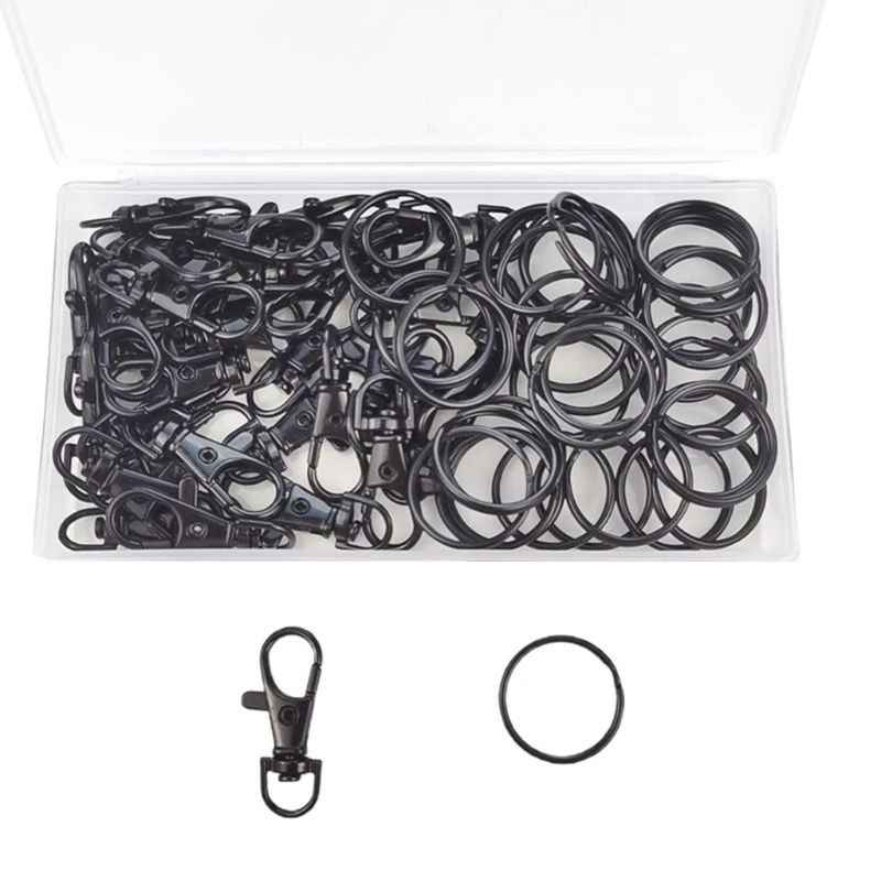 

70 шт./компл. металлическая застежка-карабин с комплектом колец для ключей, зажимы для ключей, крючки для поделок, ремешок для ключей, ремесло