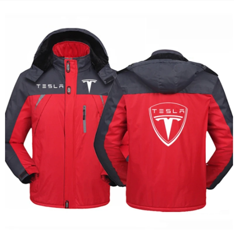 

2021 Winter Men Women Tesla Car Logo Jacket Windbreaker Waterproof Warm Outdoor Couples Mountaineering Thicken Coats