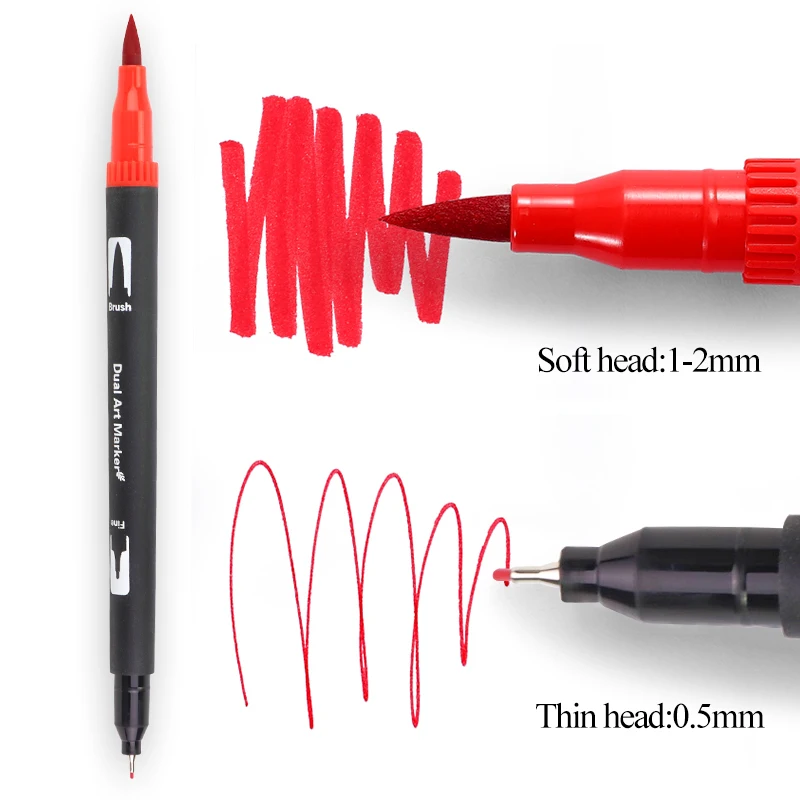 

Professional Dual Tips Watercolor Brush Pen 48/60/72/100/120 Colors Art Markers Soft Brush Pen Sketch Manga Anime Drawing Marker