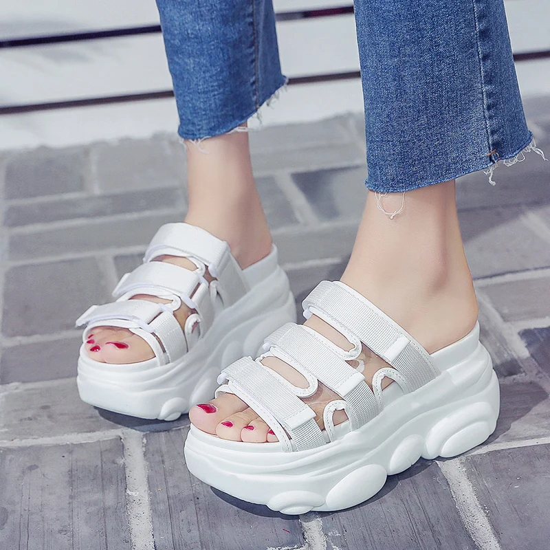 Танкетка женская на толстой подошве туфли платформе высотой 9 см/3 5 дюйма модная