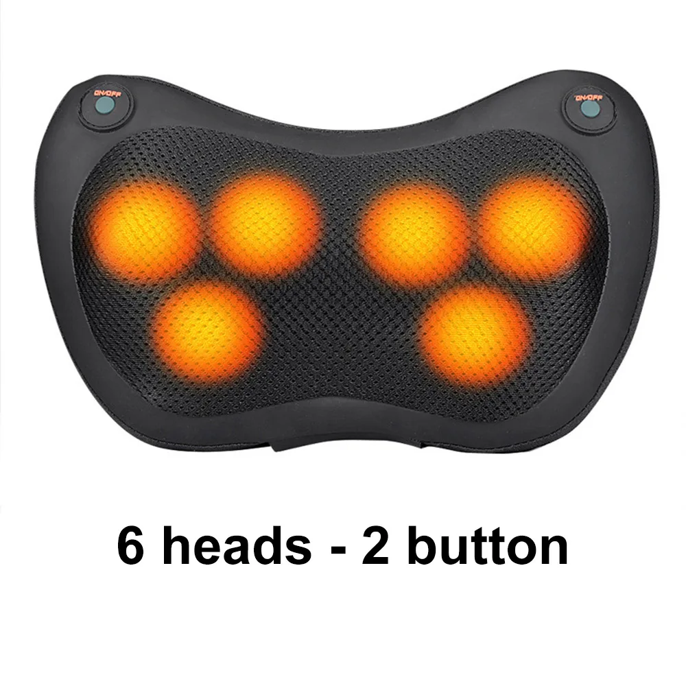 black 2button 6head 12/8/6/4 глав массажная подушка сзади массажер для шеи шиацу боли автомобиля домой талии тело Электрический массажер - Цвет: black 2button 6head