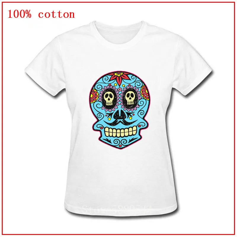 День мертвых Хэллоуин мексиканские черепа 2020 летняя футболка Женская