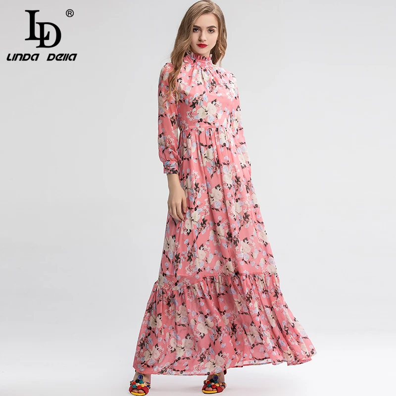 LD LINDA DELLA модное подиумное Макси платье 5XL размера плюс женское винтажное с