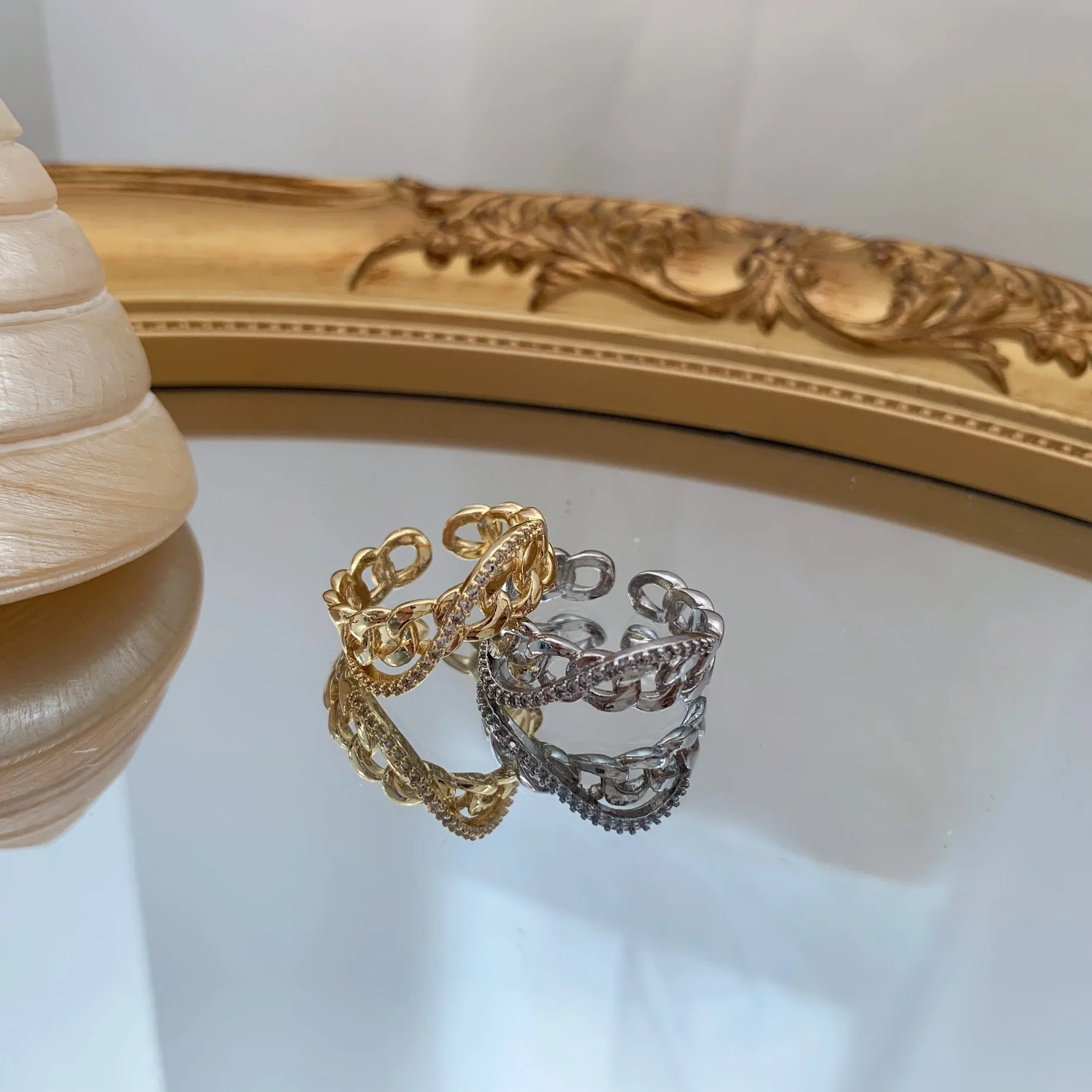 

Female fashion adjustable unique style 14K Gold High-Quality Zircon Stone Ring