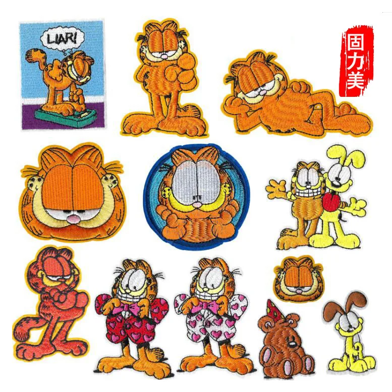 5 шт. Мультяшные тканевые наклейки с котом маленькие пластыри оранжевым толстым