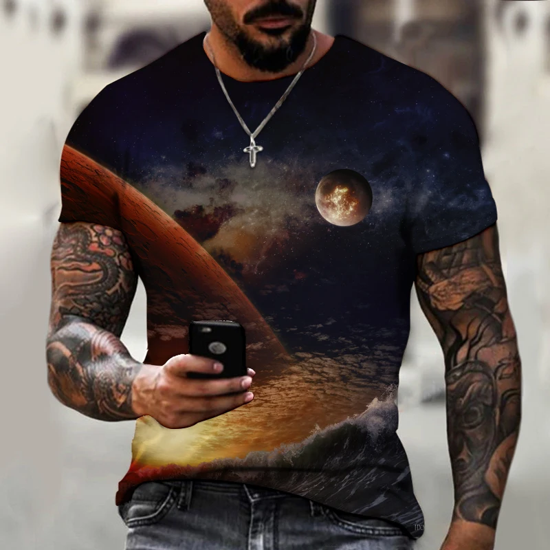 Летняя футболка унисекс с 3D принтом художественное воображение цветное звездное