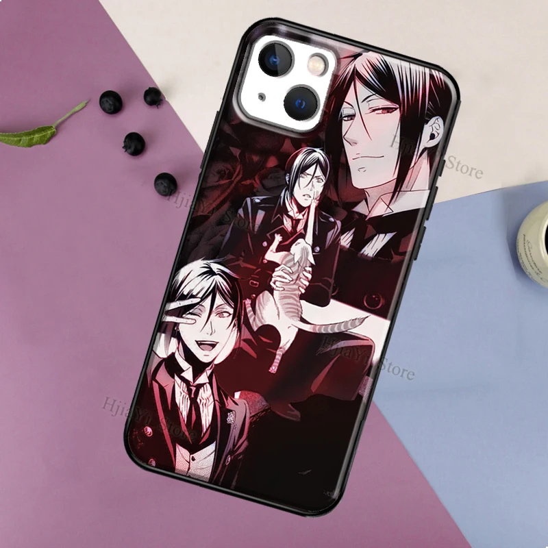 Чехол черный Батлер Kuroshitsuji Себастьян для телефона iPhone 14 11 12 13 Pro X XR XS Max 6 6S 7 8 Plus SE 2020