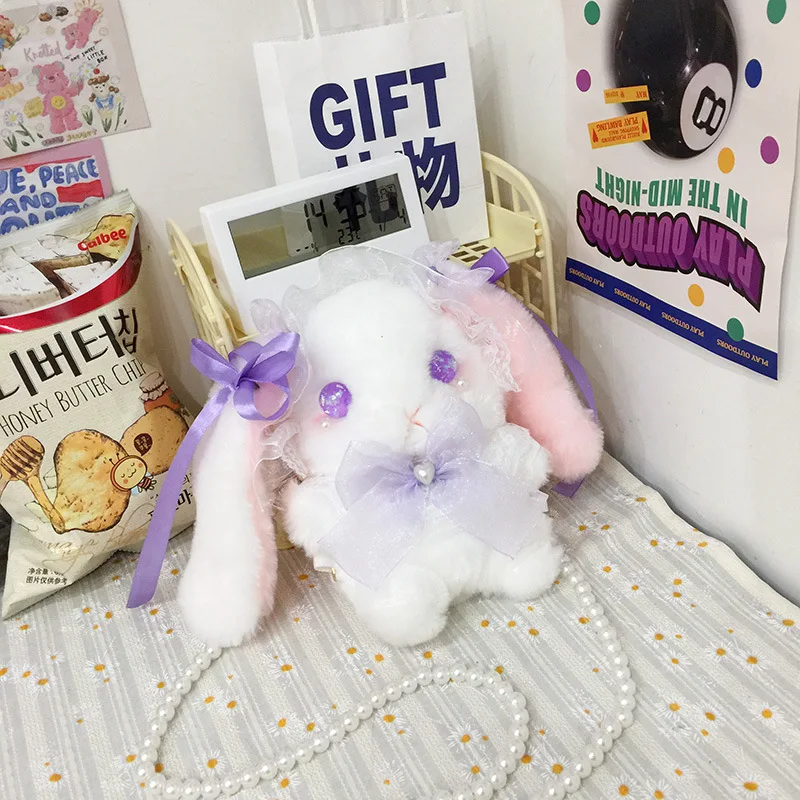 Plush Rabbit Shoulder Bags for Girl Fairy Tale Plush Toys Small Capacity Girl Mobile Phone Bag Baby Coin Purse Matching Pieces