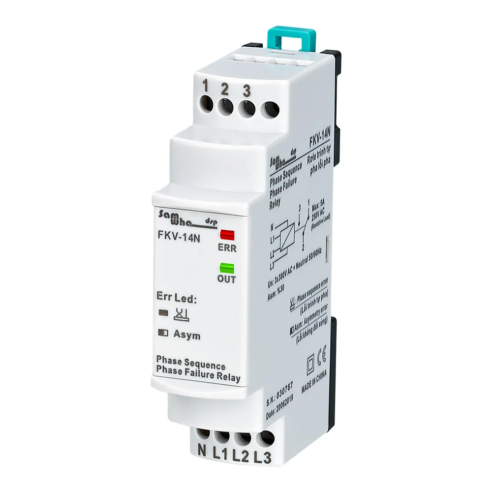 

Samwha-Dsp FKV-14N 3*380VAC With Neutual Three-Phase Phase Failure, Phase Asymmetry(Fixed 30%), Phase Sequence Relay
