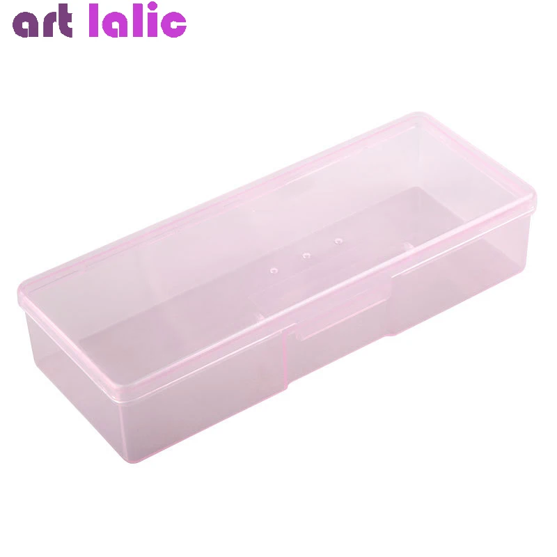 

Nail Art Sanding Buffer files Brush Pen Accessories Tools Plastic Clear Pink Empty Container Organizer Box Storage Case