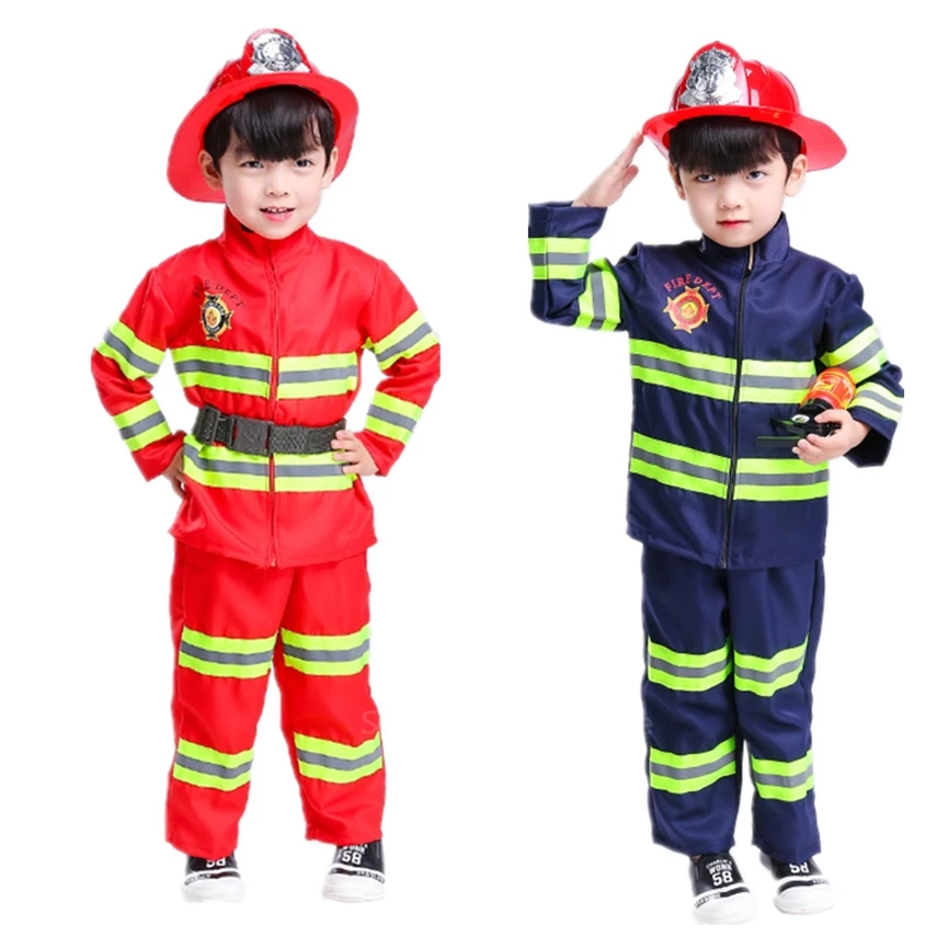 Fireman Role Play Police Uniform Children Sam Firefighter Cosplay Hallooween Costume for Kids Carnival Party Baby Girl Boy Gift