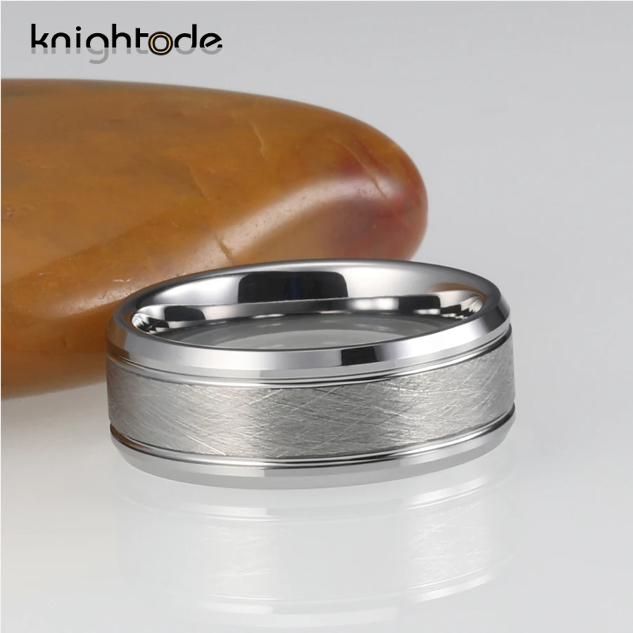 8 мм серебристо вольфрамовые карбидные кольца для мужчин обручальное кольцо