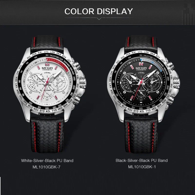 Мужские кварцевые часы MEGIR модные с подсветкой водонепроницаемые 2019|Кварцевые