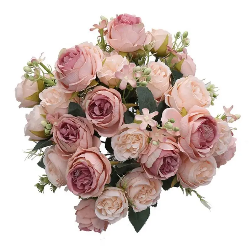 Hermosa rosa Artificial de seda de flores para el hogar Accesorios para decoración de boda acuerdo de Navidad decoración peonía ramo