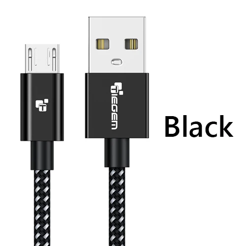 Нейлоновый Micro USB кабель TIEGEM 3A Быстрая зарядка USB синхронизация данных мобильный телефон Android адаптер зарядное устройство кабель для samsung sony htc LG - Цвет: Черный