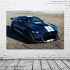 Настенные художественные плакаты Supercar Ford Mustang Shelby GT500 с синими мышечными машинами, тканевые картины на холсте для декора гостиной