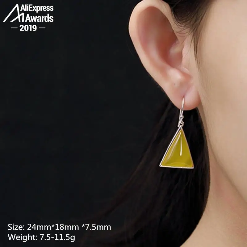 Серьги-подвески из серебра 925 пробы с украинским янтарем большие серьги античный