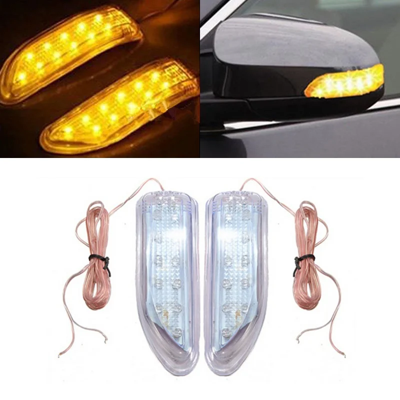 

2Pcs Universal Amber LED Car Side Rear View Mirror Turn Signal Indicator Light New