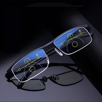 multifocal progressive reading glasses men women anti blue uv protect presbyopic glasses half frame automatic adjustment eyewear