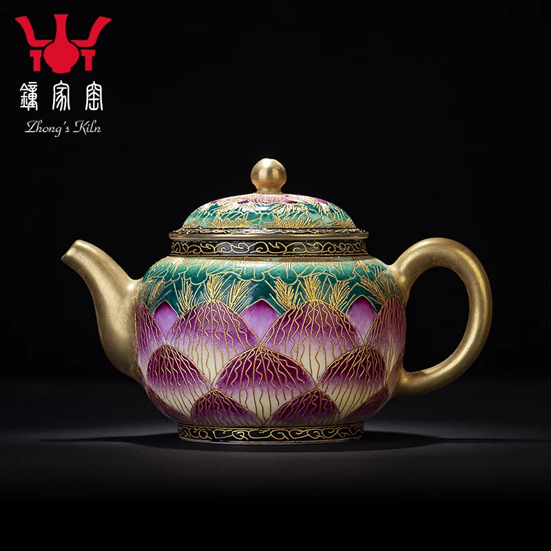 

★Zhongjia чайный набор с эмалью в форме лотоса, чайный набор кунг-фу, чайный горшок с эмалированной нитью, чайник с рисунком в виде Розы