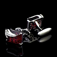 jhsl brand blue red stone fashion jewelry silver color copper metal men square shirts cufflinks party gift
