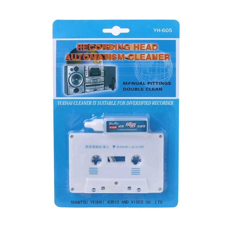 

Audio Tape Cassette Head Cleaner Demagnetizer w/ 1 Cleaning Fluids Care Wet Maintenanc