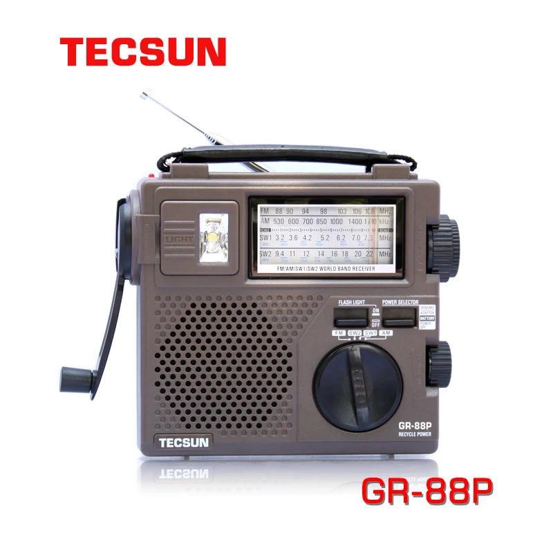 

Tecsun GR-88P FM/MW/SW Полнодиапазонный радиоприемник, цифровой Ручной Динамо-радиоприемник с аварийной светодиодной подсветкой