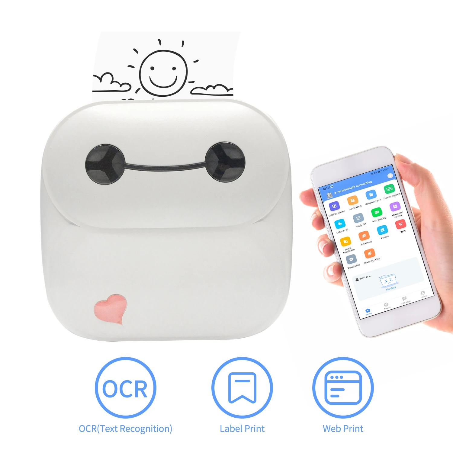 Карманный мини-принтер портативный термопринтер 203 точек/дюйм BT беспроводное