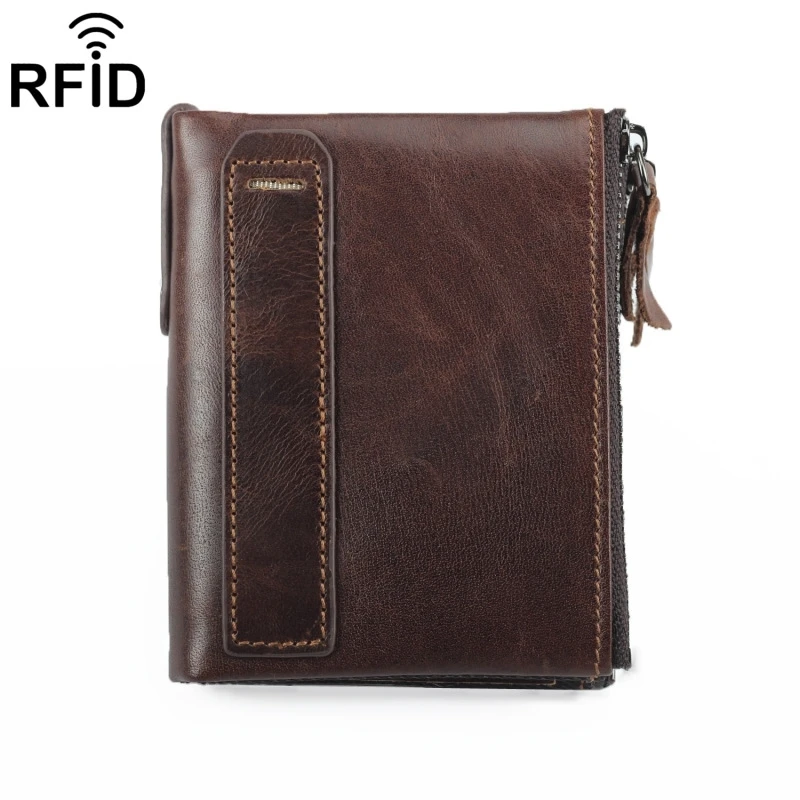 Кожаный мужской кошелек с защитой от кражи Rfid многофункциональный вертикальный